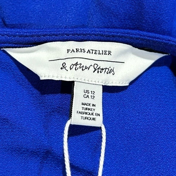 & Other Stories Rope Strap Draped Mini Dress Royal Blue 12 - Picture 6 of 7